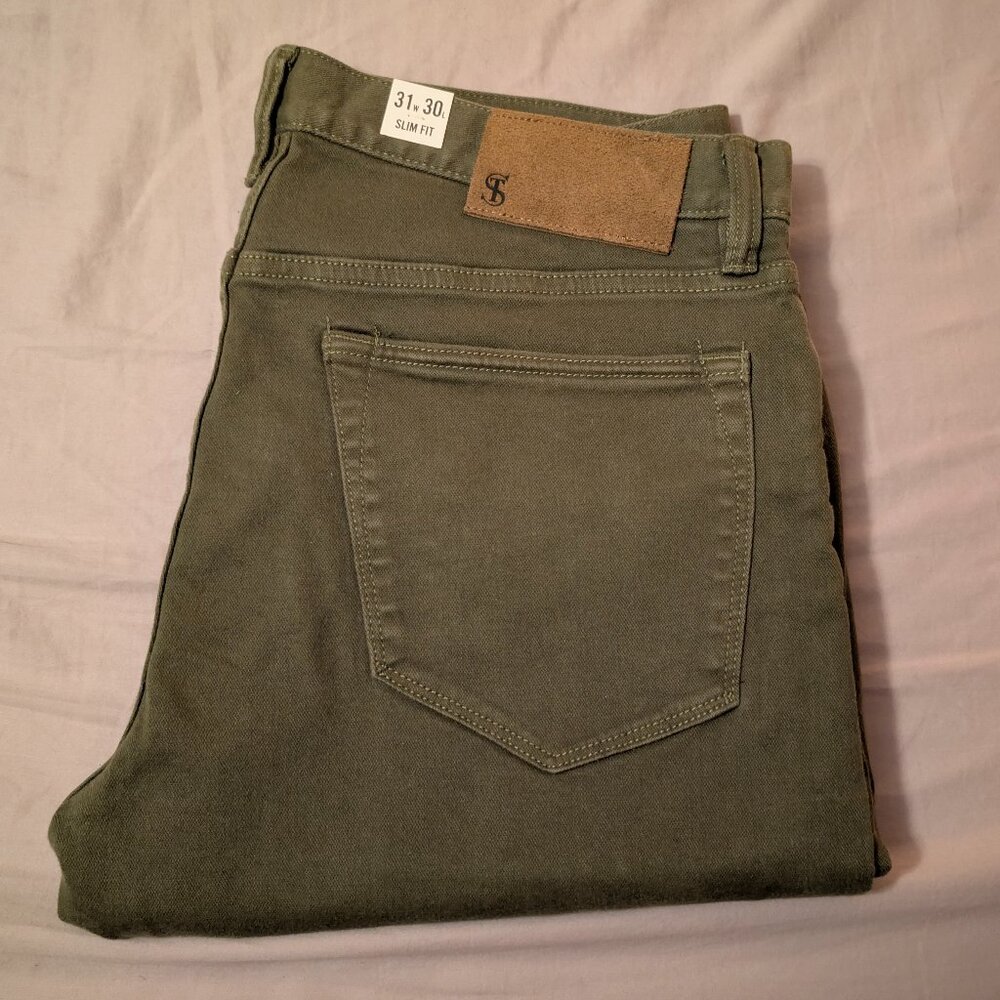 Todd Snyder Slim Fit 5-Pocket Chino - Fatigue Green